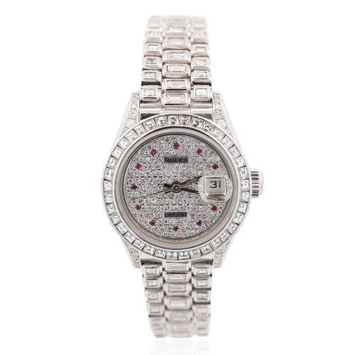 Rolex Platinum DateJust Presidential Watch 15 Carat Diamond 26mm