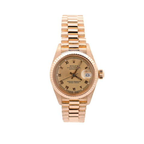 Rolex President Datejust 26mm Fluted 18K Gold Ladies Watch