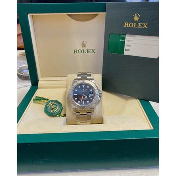 Rolex Yacht-Master 40mm Blue Face Platinum Bezel with Oyster Band – Assay Jewelers