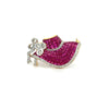 Ruby & Diamond Hat Motif 18K Yellow Gold Convertible Brooch Pin Pendant