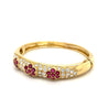 Ruby and Diamond Cluster Bangle Bracelet in 18K Yellow Gold