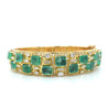 Square Cut Emerald and Baguette Diamond Bangle in 18k Yellow Gold