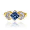 Square Cut Natural Blue Sapphire Ring in 18k solid gold