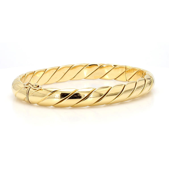 Tiffany & Co. 18K Gold Braided Twisted Rope Hinged Bangle Bracelet