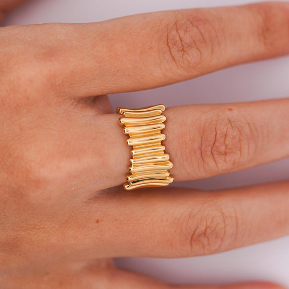 Tiffany & Co. 18K Gold Ribbed Band Ring Circa 2002