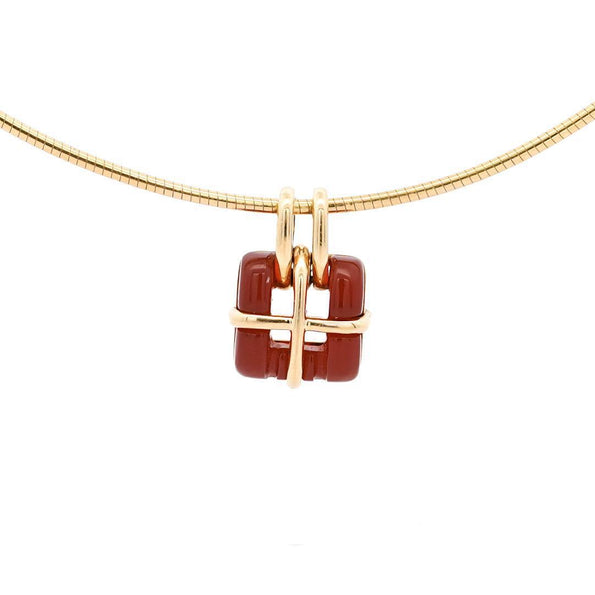 Tiffany & Co. Carnelian Pendant in 18K Gold Snake Chain Necklace
