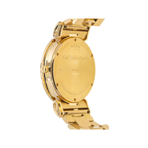 Montre automatique Van Cleef & Arpels en or 18K, cadran noir de 37 mm, bracelet en or