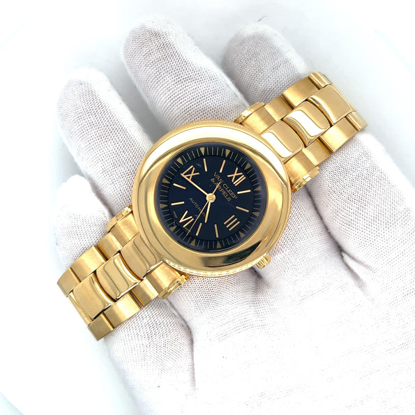 Van Cleef & Arpels Montre automatique en or 18K 37 mm à cadran noir avec bracelet en or