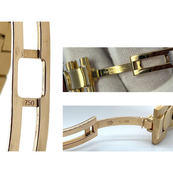 Montre automatique Van Cleef & Arpels en or 18K, cadran noir, 37 mm, bracelet en or