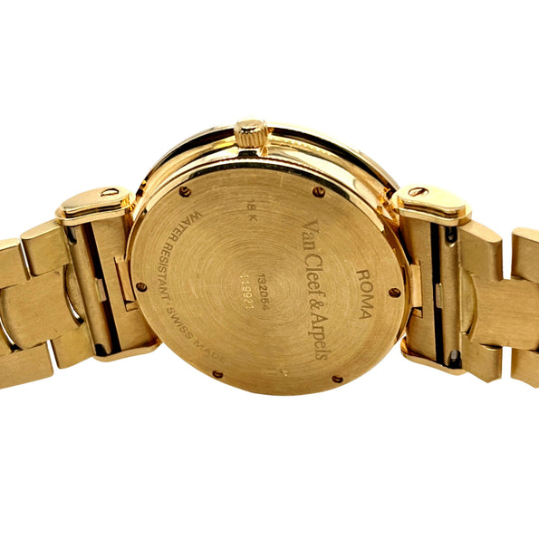 Montre automatique Van Cleef & Arpels en or 18K, cadran noir, 37 mm, bracelet en or
