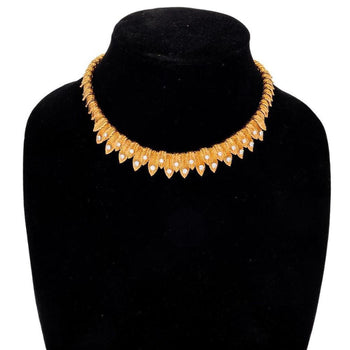 Van Cleef & Arpels 18K Gold Leaf Diamond Vintage Retro Choker Necklace – Assay Jewelers