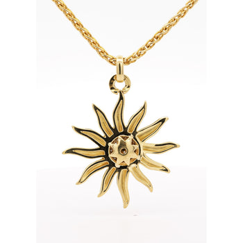 Vintage 0.85 Carat Sun Motif Diamond Pendant Necklace Crafted in 18k Yellow Gold – Assay Jewelers