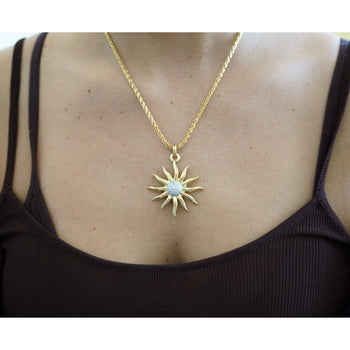 Vintage 0.85 Carat Sun Motif Diamond Pendant Necklace Crafted in 18k Yellow Gold – Assay Jewelers