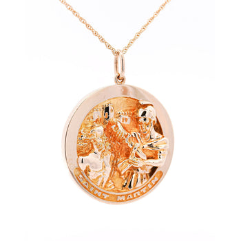 Vintage 14k Solid Gold Carved Medallion Pendant (Set of 3) by William Ruser - Our Lady of Fatima, Saint Martin, Saint George – Assay Jewelers