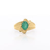 Vintage 1.44 Carat Oval Cut Emerald in 14K Gold Textured Statement Ring