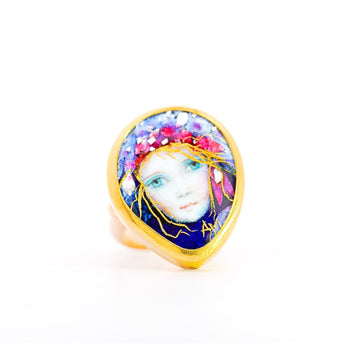 Vintage 22K Enamel and Gold "Auspice Maria" Saint Mary motif Christian Ring – Assay Jewelers