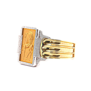 Vintage 22K and 18K Pegasus Motif Bangle Bracelet in Diamond Bezel – Assay Jewelers