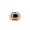 Vintage 2.5 Carat Emerald Cut Blue Sapphire & Diamond Matte Finish Mens Ring