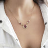 Vintage 2.70 Carat Oval Cut Ruby & Diamond 14K Gold Retro Pendant Necklace