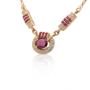 Vintage 2.70 Carat Oval Cut Ruby & Diamond 14K Gold Retro Pendant Necklace – Assay Jewelers