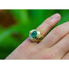 Vintage 3 Carat Cabochon Cut Colombian Emerald Bezel in 20K Yellow Gold Ring