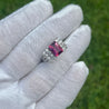 Vintage 3 Carat Radiant Cut Vivid Pink/Purple Tourmaline and Diamond Platinum Ring