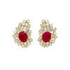 Vintage 4.5 Carat Ruby & Diamond Cluster Clip On Earrings in 18K Yellow Gold