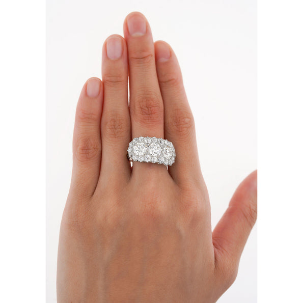 Vintage 4.50 CTTW Old European Cut Diamond Three-Stone Art Deco Engagement Ring in Platinum