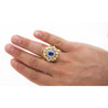 Vintage 4.57 Carat Blue Sapphire & Baguette Diamond Mens Matte Finish Gold Ring