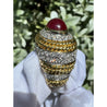 Vintage 5 Carat Cabochon Ruby, Diamond and 18K Gold Retro Bezel Rope Style Ring