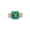 Vintage 5.06 Carat Emerald and Baguette Diamond in 18K Gold Ring