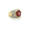 Vintage 6 Carat Pinkish Red Oval Cut Tourmaline Bezel Set Unisex Ring in 18K Yellow Gold