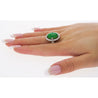 Vintage 7.29 Carat Jadeite Jade "A" Ring with Round Cut Diamond Halo & 18K Milgrain Finish