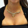 Vintage 7.3 Carat Diamond 18K Gold Textured Floral Leaf Chandelier Necklace