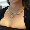 Vintage 7.3 Carat Diamond 18K Gold Textured Floral Leaf Chandelier Necklace