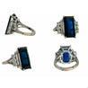 Vintage 8.56 carat Vivid Blue Sapphire and Trapezoid Diamond Ring in Platinum