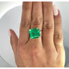 Vintage AGL Certified 11.28 Carat Colombian Emerald & Old Euro Cut Diamond Ring