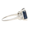 Vintage AGL Certified 6.80 Carat No Heat Blue Sapphire and Diamond Platinum Ring