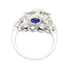 Vintage AGL Certified No Heat Blue Sapphire and Old Euro Cut Diamond Ring in Platinum