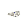 Vintage Art Deco 3 Carat Old Mine Cut Two Stone Double Diamond and Blue Sapphire Platinum Ring