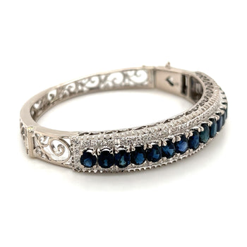 Vintage Art Deco Blue Sapphire Bangle Bangle in 14k White Gold – Assay Jewelers