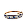 Vintage Art Deco Estate Blue Sapphire, Diamond & Enamel Bangle Bracelet