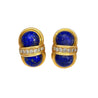 Vintage Cabochon Cut Lapis Lazuli and Diamond 18K Yellow Gold Clip-On Earrings