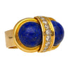 Vintage Cabochon Cut Lapis Lazuli and Diamond in 18K Yellow Gold Statement Rings