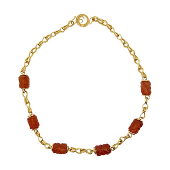 Vintage Carnelian Floral Carved Tube 22K Gold Chain Necklace – Assay Jewelers