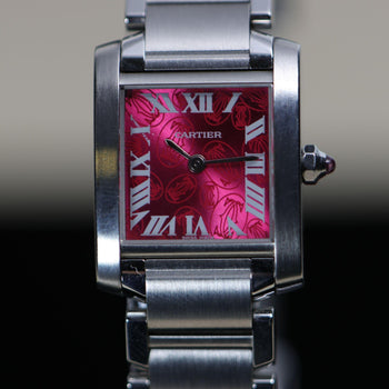 Vintage Cartier Tank Francaise Pink Dial Steel Quartz Watch Limited Edition 2006 – Assay Jewelers