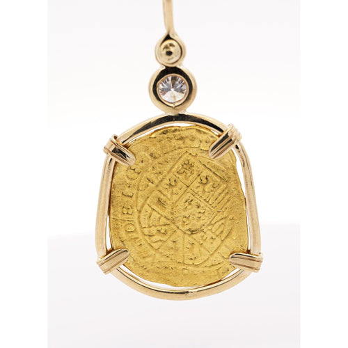 Vintage Escudo "Doubloon" 22K Replica Coin 14K Gold Pendant