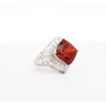 Vintage GIA Certified Orange Spessartine Garnet & Diamond 18K White Gold Ring – Assay Jewelers