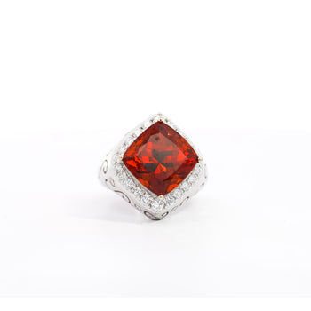 Vintage GIA Certified Orange Spessartine Garnet & Diamond 18K White Gold Ring – Assay Jewelers