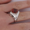 Vintage GIA Certified Orange Spessartine Garnet & Diamond 18K White Gold Ring